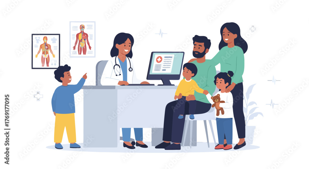 Obraz premium Family Doctor Appointment Depicting Healthcare, Wellness, and Medical Consultation Session