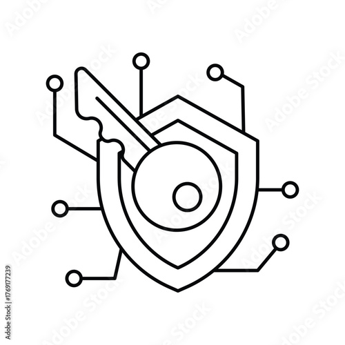 Encryption Key icon with white background vector stock illustration