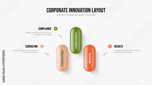 Investor Solution Three Step Infographic Slideshow Design. Project Showcase Frame Layout Vector Illustration. Advertising Launch 3 Element Diagram Slide Template.