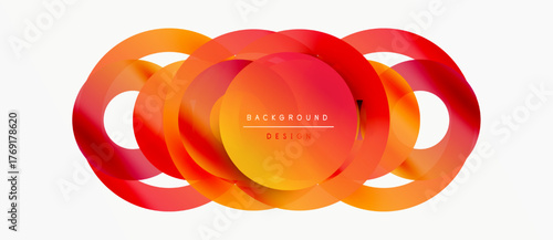 Abstract design features overlapping red, orange shapes. Gradient colors create dynamic visual effect. Text reads background design.