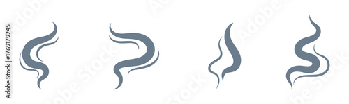 Steam Smoke flat icon set. Aroma smell symbol. Vector