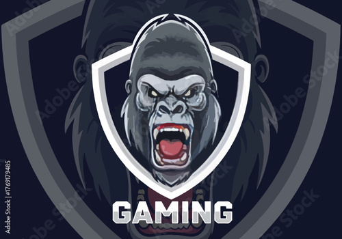 Fierce gorilla mascot gaming logo powerful emblem - Gaming logo - Gaming Mascot - esport mascot stock illustration