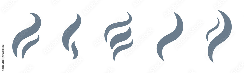 Tableau sur toile Collection of stylized black and white smoke and steam icons