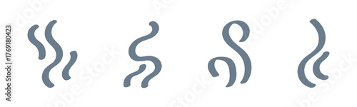Smoke steam icon set vector hot aroma heat design on transparent background