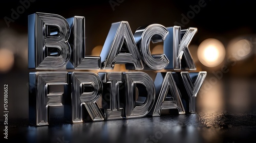 Black Friday 3D Metallic Typography Design for Commercial Promotion Marketing