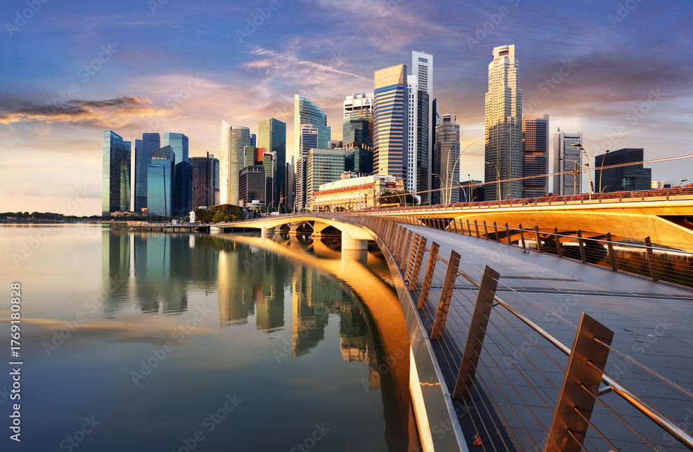 Obraz premium Singapore - Marina bay at sunset