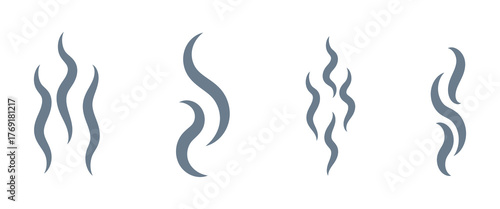 Fire steam or Line smoke doodle hand drawn set. smell waves from food or coffee and beverages sketch style.