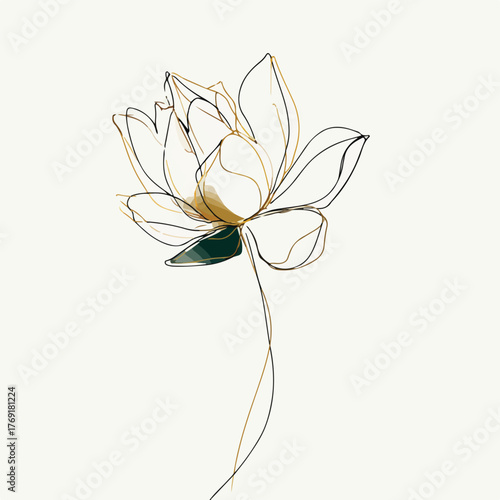 Elegant Single Line Lotus Flower Illustration