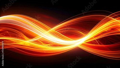 Abstract light trails, orange red white on black