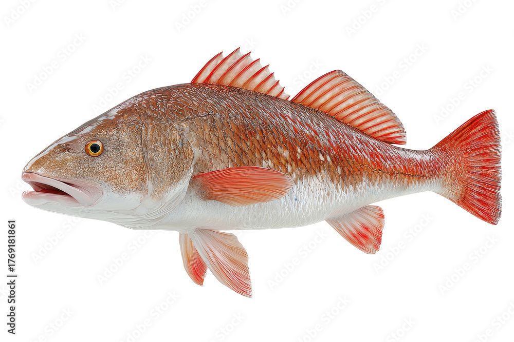 Fototapeta premium Reddish-bronze fish with spiny fins, isolated