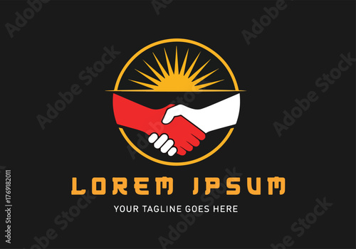 Gaming mascot handshake logo with sun emblem - Gaming logo - Gaming Mascot - esport mascot stock illustration