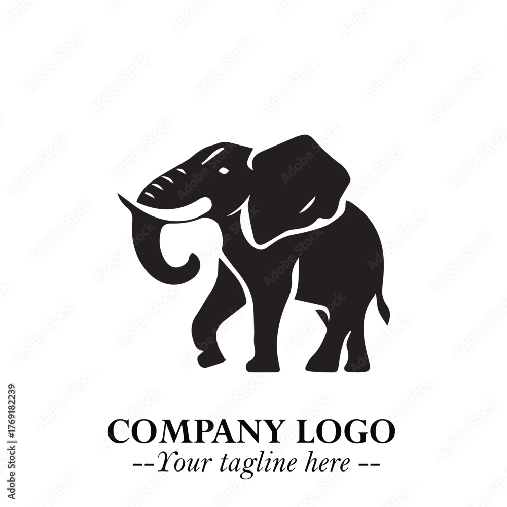 Fototapeta premium Majestic Elephant Logo Symbol in Black on White Background with Elegant Minimalist Modern Design