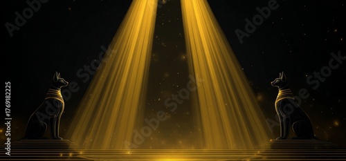 Anubis Statue under Golden Light, Egypt Art