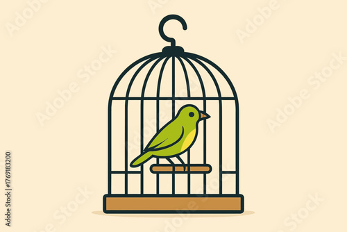 vector illustration of a bird in cage