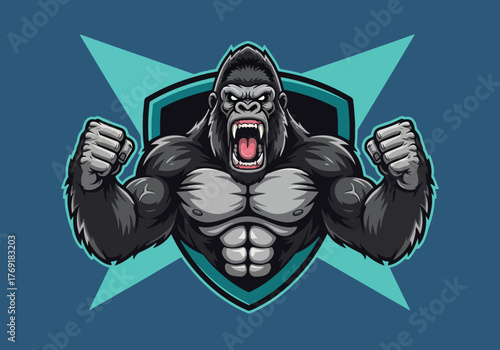 Fierce gorilla mascot logo for gaming teams - Gaming logo - Gaming Mascot - esport mascot stock illustration