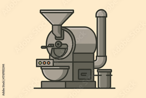 vector illustration of a coffee roasting machine