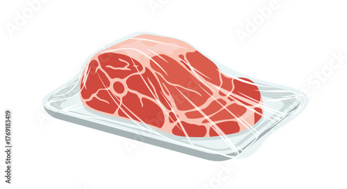 Fresh raw red meat cut, possibly beef or pork, neatly packaged on a white styrofoam tray and sealed with clear plastic wrap.