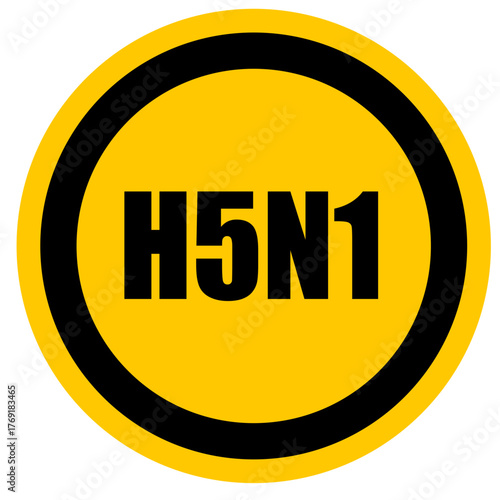 Rundes H5N1 Vogelgrippe Warnschild mit schwarzem Rand