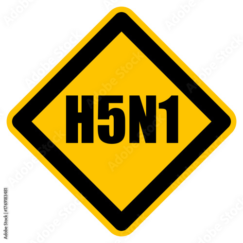 Gelbes H5N1 Vogelgrippe Gefahrenzeichen in Rautenform
