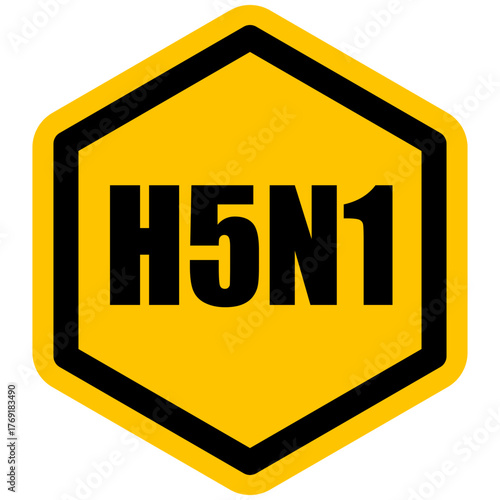 Gelbes H5N1 Vogelgrippe Warnschild in Wabenform