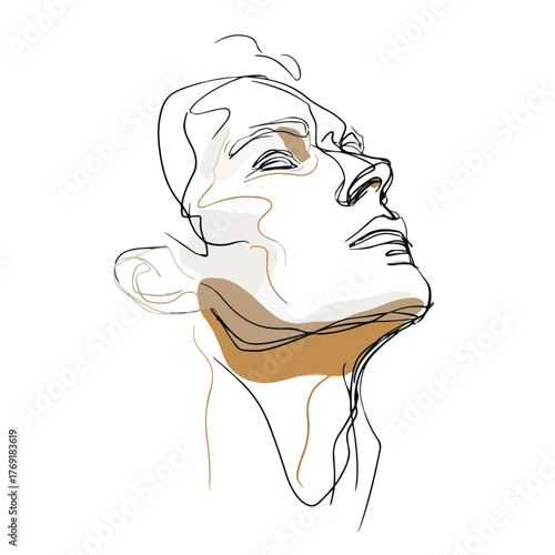 Elegant minimalist portrait of man gazing upward