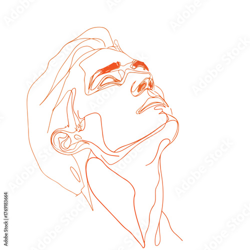 Elegant one line drawing male profile gazing elegantly