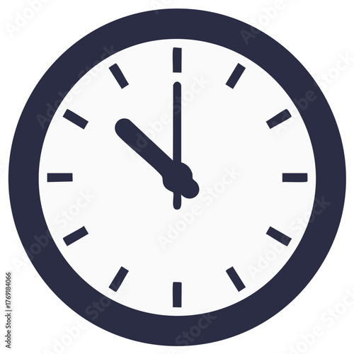 Illustration of a dark blue analog clock showing time on the clock face