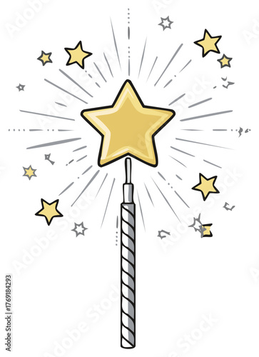 Festive star sparkler illustration with radiating lines and starburst effect