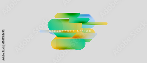 Abstract colorful shapes overlap, creating dynamic background. Gradient hues blend, offering modern visual appeal. Simple design.