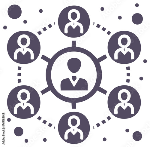 Global Network Connection of People Icons in a Circular Arrangement