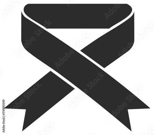 Black ribbon symbol of mourning grief and remembrance Memorial funeral icon for loss and solidarity