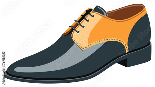 Elegant two-tone Oxford wingtip dress shoe with brogue detailing and laces