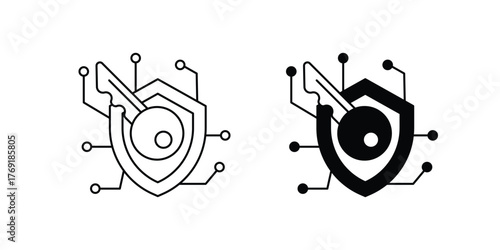 Encryption Key set icon with white background vector stock illustration