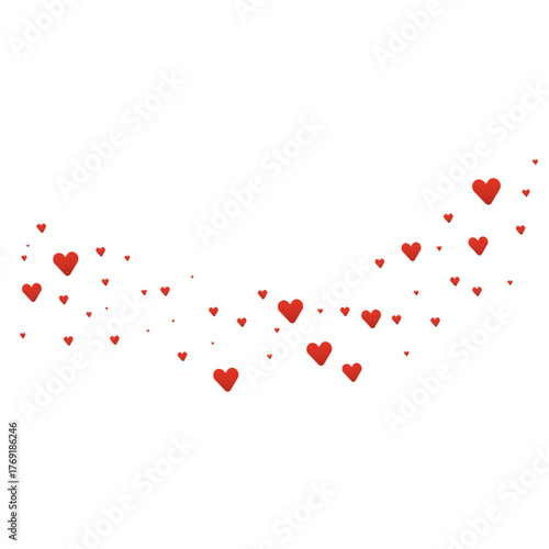 Trail of red hearts on a white background. Vector illustration