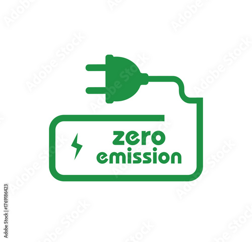 zero emission sign on white background	