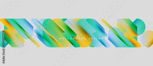Abstract colorful lines create dynamic background. Gradient shades overlap, forming modern design element. Minimalist aesthetic, clean presentation.