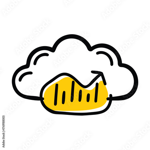 Cloud Computing Icon with Upward Trend Graph and Arrow data storage