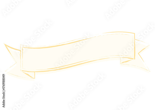 黄色い手描き・筆書き風のシンプルで優しいリボンフレーム