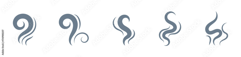Fototapeta premium Smoke steam icon vector set, Smoke smell. Vector illustration