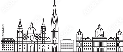 Vienna Skyline Detailed Outline Vector Illustration Urban Cityscape Architecture Art