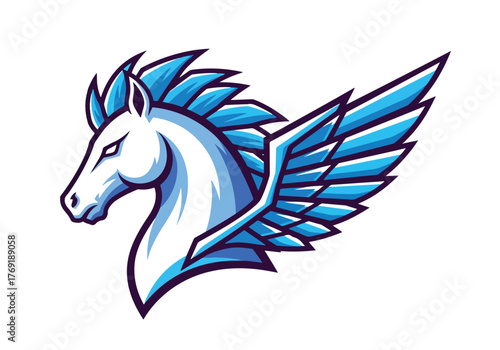 Majestic winged horse gaming mascot emblem - Gaming logo - Gaming Mascot - esport mascot stock illustration