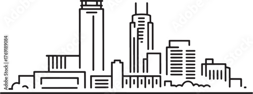 Cityscape Outline Illustration Urban Landscape Modern Minimalist Silhouette Skyline Buildings