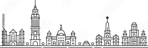 Moscow Skyline Vector Outline Cityscape Illustration Architecture Urban Silhouette Line Art