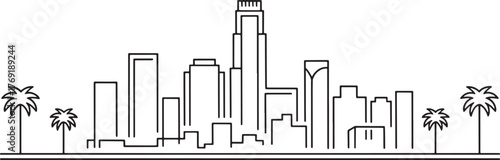 Los Angeles California Vector Graphic Cityscape Skyline Outline Black White Transparent