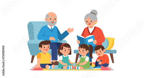 Grandparents Sharing Stories With Children, Promoting Knowledge and Bonding Time Together