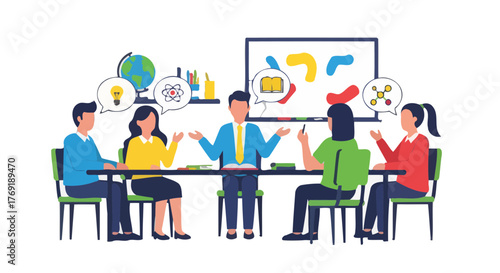 Group Discussion About Education, Knowledge, Brainstorming, Concepts, Ideas and Solutions