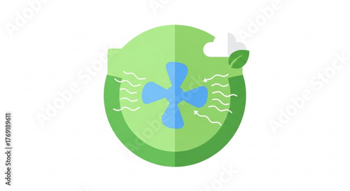 Green air purifier with a leaf it is a modern and ecofriendly appliance for improving indoor air quality