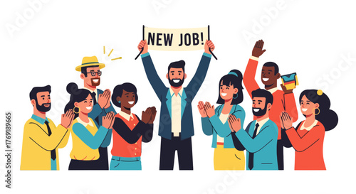 Group Of People Celebrate Success With A New Opportunity: Applause and Joy