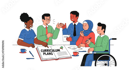 Group Of People Discussing Curriculum Plans For Inclusive Education System