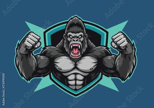 Mighty gorilla mascot fierce gaming logo design - Gaming logo - Gaming Mascot - esport mascot stock illustration